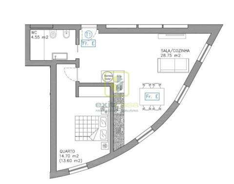 Apartamento T1 em Aveiro