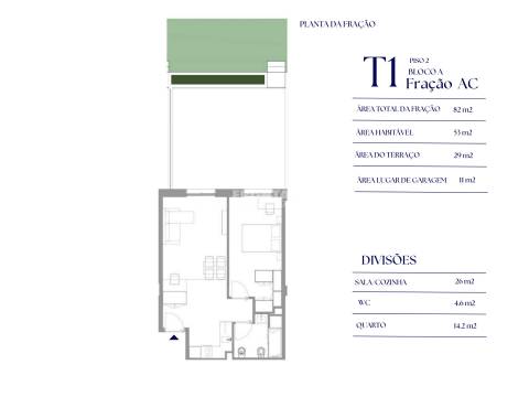 Apartamento T1 à Areosa