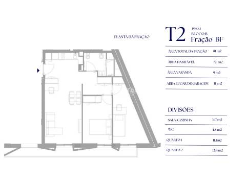 Apartamento T2 à Areosa