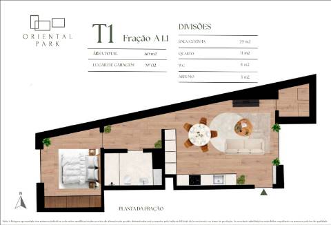 Apartamento T1 | 60 m² | Lugar de garagem – Oriental PARK, Campanhã