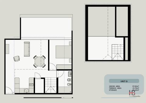 Apartamento T1 com Terraço no Cais de Gaia - Marginal do Rio Douro