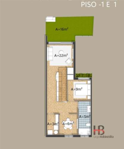 T1+2 Duplex com Logradouro Privativo no Bonfim, Porto