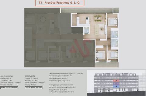 Apartamento T3 em construção no empreendimento Vila Mauri em Felgueiras