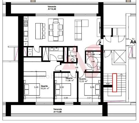 Apartamento T4 com piscina privativa no terraço no 4.º andar no Centro de Paços de Ferreira