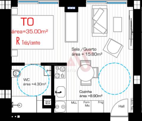 Apartamento T0 no Centro de Lousada