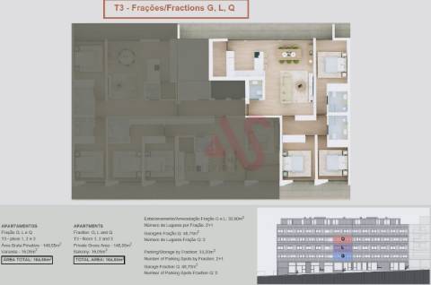 Apartamento T3 em construção no empreendimento Vila Mauri em Felgueiras