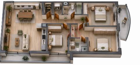 Apartamento T3 em construção no Edifício Louzada no centro da vila de Lousada