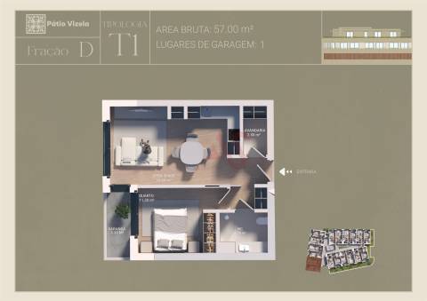 Apartamento T1 NOVO | 3 min. do centro de Vizela | Varandas | Lugar de Garagem | Cozinha equipada