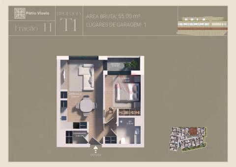 Apartamento T1 NOVO | 3 min. do centro de Vizela | Varandas | Lugar de Garagem | Cozinha equipada
