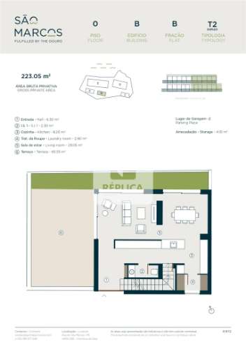 Apartamento T2 Duplex com Terraço com 65.55 m2 vistas Rio Douro