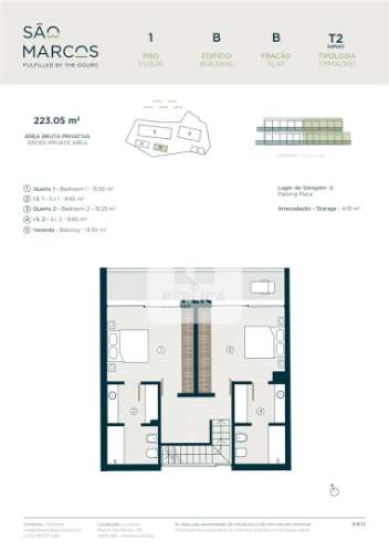Apartamento T2 Duplex com Terraço com 65.55 m2 vistas Rio Douro