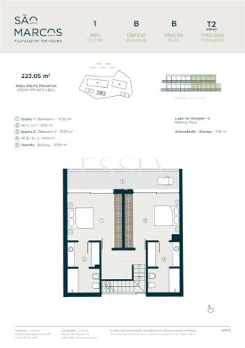 Apartamento T2 Duplex com Terraço com 65.55 m2 vistas Rio Douro