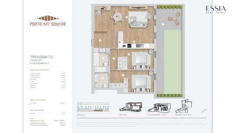 Apartamento T2 com Terraço 50m2 na Baixa Portuense