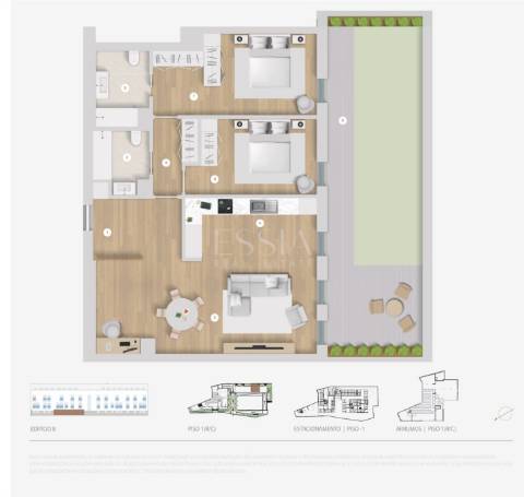 Apartamento T2 com Terraço 50m2 na Baixa Portuense