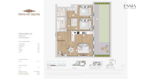 Apartamento T2 com Terraço 50m2 na Baixa Portuense