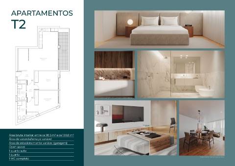 Apartamento T2 Terraço 61m2 no Empreendimento Avenida Premium - Vila Nova de Gaia