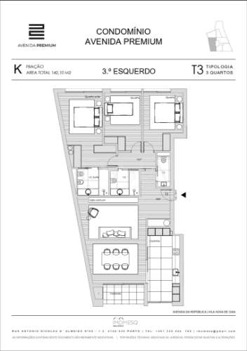 Apartamento T3 com Varanda no Empreendimento Avenida Premium - Vila Nova de Gaia