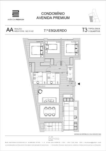 Apartamento T3 com Varanda no Empreendimento Avenida Premium - Vila Nova de Gaia
