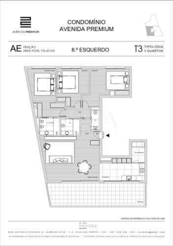 Apartamento T3 com Terraço 37m2 no Empreendimento Avenida Premium - Vila Nova de Gaia