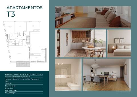 Apartamento T3 com Terraço 95.8m2 no Empreendimento Avenida Premium - Vila Nova de Gaia