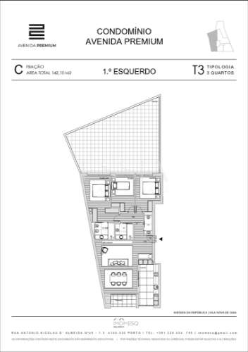 Apartamento T3 com Terraço 95.8m2 no Empreendimento Avenida Premium - Vila Nova de Gaia