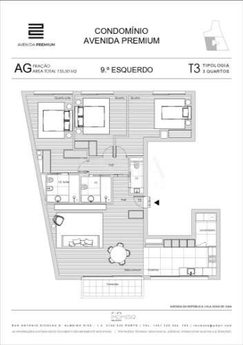Apartamento T3 com Varanda no Empreendimento Avenida Premium - Vila Nova de Gaia