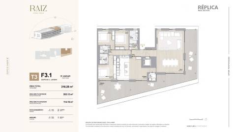Apartamento T3 com Terraço no RAIZ na Avenida da Boavista