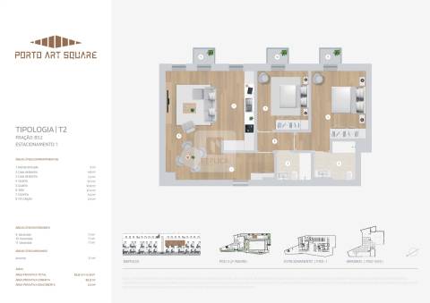 Apartamento T2 com Varandas e Garagem no Porto Art Square