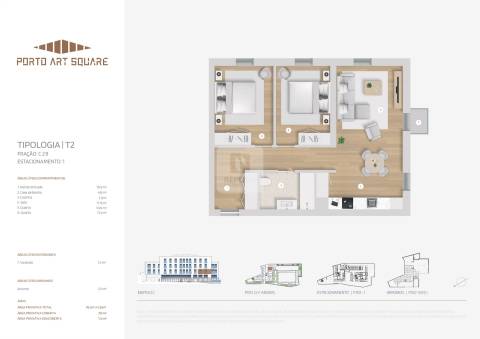Apartamento T2 com Varanda e Garagem no Porto Art Square