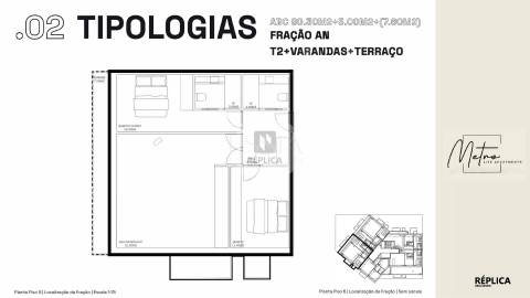 Apartamento T2 com Varandas e Terraço no Metro Life Apartments