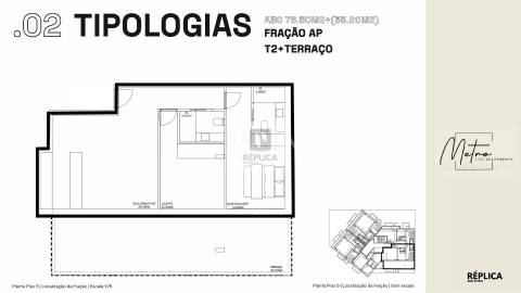 Apartamento T2 com Terraço  no Metro Life Apartments