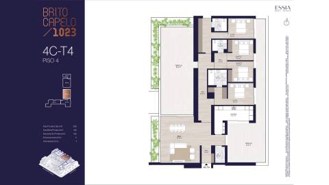 T4 com Varanda no Condomínio Brito Capelo 1023 em Matosinhos Sul