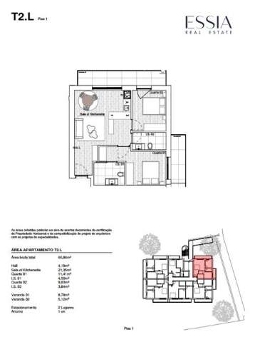 Apartamento T2 com Duas Varandas no Haven Terrazza