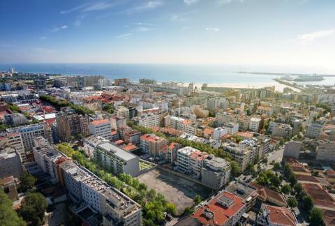 Apartamento T2 com Varanda, Garagem, piscina e coworking space em Matosinhos Sul