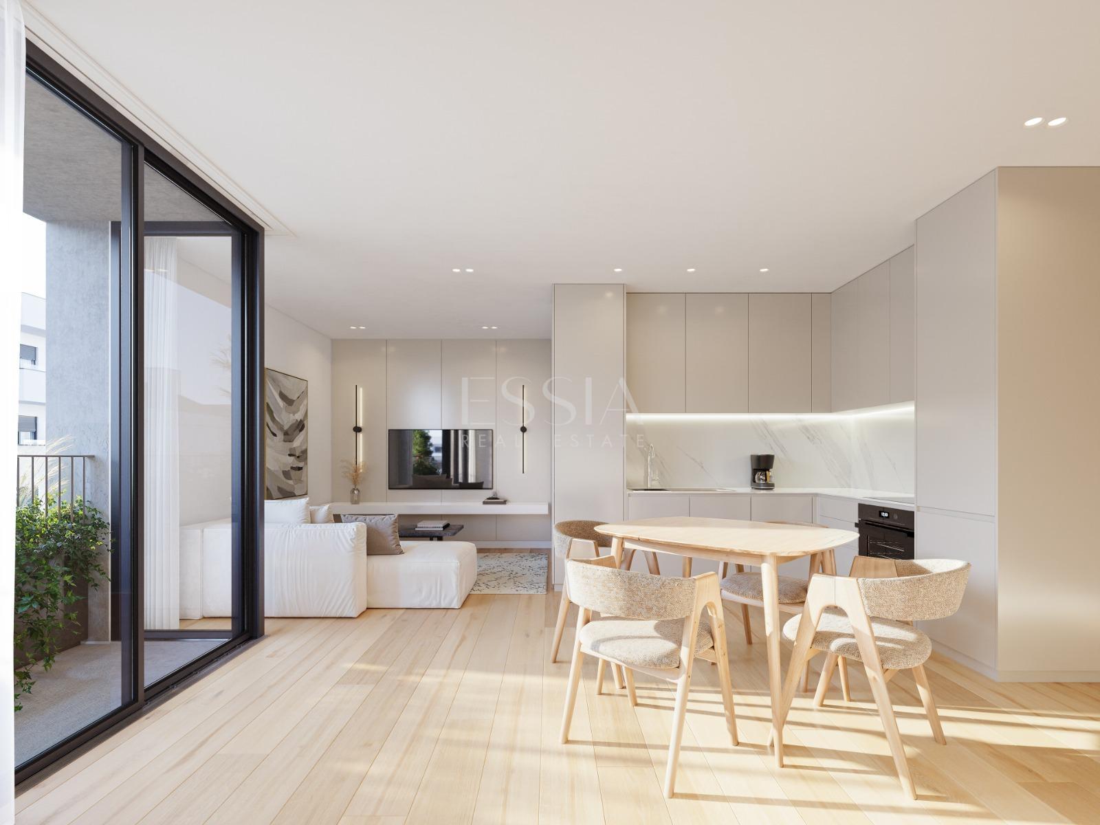 Apartamento T2 com Varanda, Garagem, piscina e coworking space em Matosinhos Sul