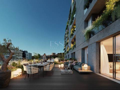 Apartamento T2 com Varanda, Garagem, piscina e coworking space em Matosinhos Sul