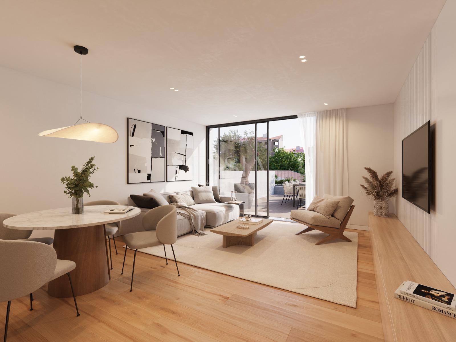 Apartamento T2 com Varanda, Garagem, piscina e coworking space em Matosinhos Sul