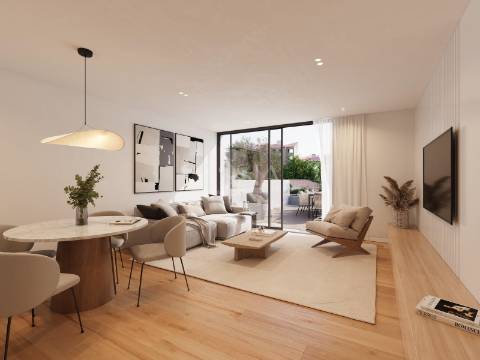 Apartamento T2 com Varanda, Garagem, piscina e coworking space em Matosinhos Sul