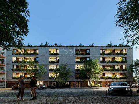 Apartamento T2 com Varanda, Garagem, piscina e coworking space em Matosinhos Sul
