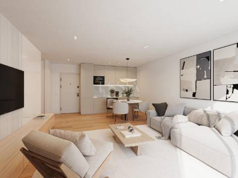 Apartamento T2 com Varanda, Garagem, piscina e coworking space em Matosinhos Sul