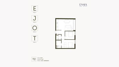 Apartamento T2 com Varanda no Sul 560 em Matosinhos Sul