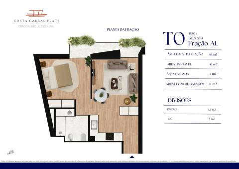 Apartamento T1 com terraço próximo ao Pólo Universitário em Paranhos