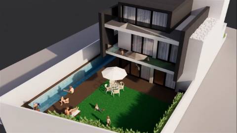 Moradia V5, em construção no centro da Póvoa de Varzim para venda