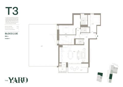 Apartamento T3 de Luxo  c/ Terraço de 94.29m2  - The YARD (Jardins d´Arrábida)