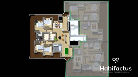 Apartamento T4 com terraço no último piso para venda em Viseu.