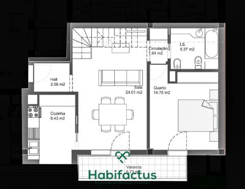 Apartamento T1 novo - Viseu