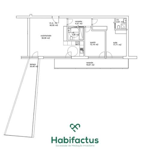 Apartamento T2 no centro de Tondela com vista para a Serra