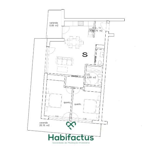 Apartamento T2 no centro de Tondela com vistas para a serra