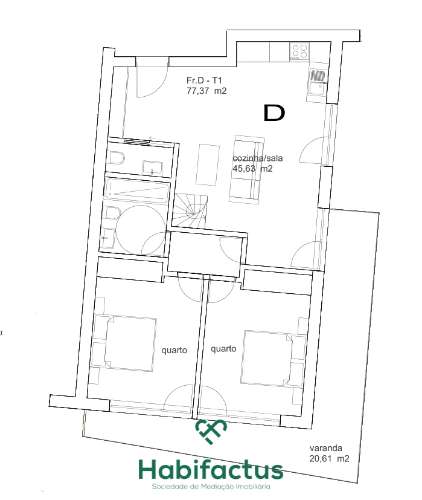 Apartamento T2 no centro de Tondela com vista para a Serra