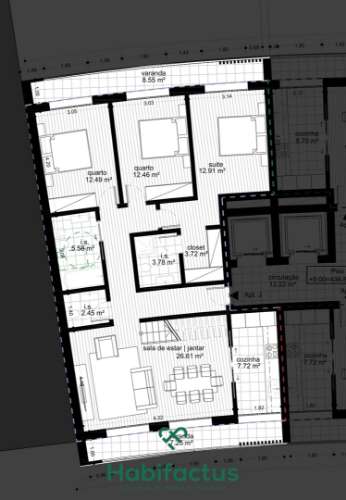 Apartamento T3 em construção - Viseu